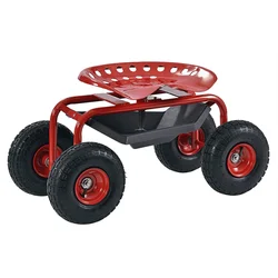 Height Adjustable Garden Cart Rolling Seat Garden Tools Set