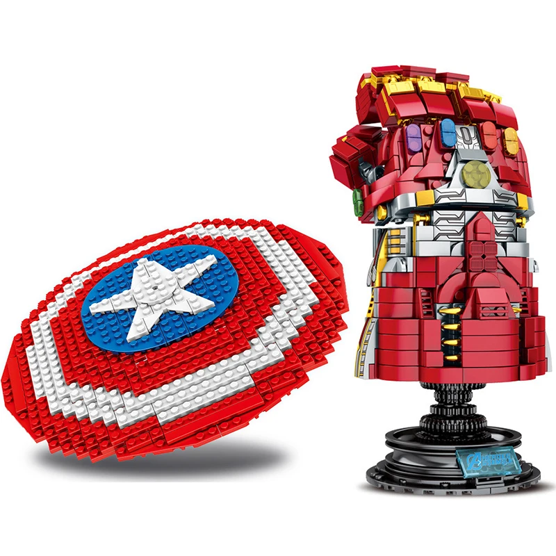 

2020 New Superhero Avengers Fighter Infinite Gloves Captain America Shield Assembled Building Blocks Children Toys JM103