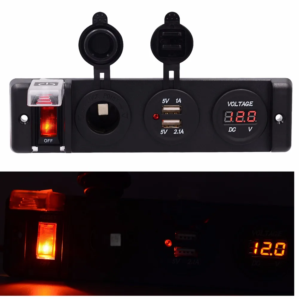 1 шт. DC12V переключатель панель двойной USB вольтметр автоматический выключатель автомобиля Лодка Круглый Рокер ВКЛ/ВЫКЛ SPST переключатель Лидер продаж CS-597A1