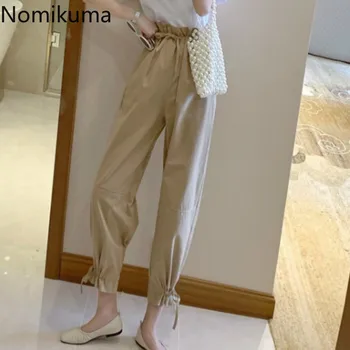 

Nomikuma Korean Fashion Ankle Length Pants Women Solid Color High Waist Drawstring Loose Trousers 2020 New Pantalones 3a479