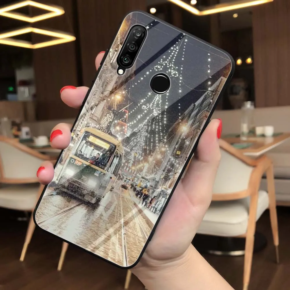 Lavaza Пейзаж Зима свет снег закаленное стекло мягкий чехол для Huawei Honor 8x9 P Smart mate 20 P10 P20 P30 Lite Pro Чехол - Цвет: TG7