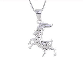 

925 Sterling Silver Heart Hollow Run Goat Deer Female Pendants Animal Necklaces For Women Silver Chain Fashion Jewelry