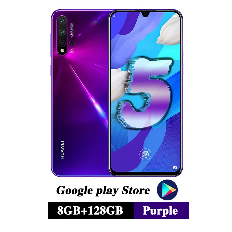 Huawei Nova 5 мобильный телефон 6,39 ''8GB 128GB Kirin 810 Восьмиядерный Android 9,0 экран отпечатков пальцев 40W SuperCharge GPU Turbo 3,0 - Цвет: 8G 128G Purple
