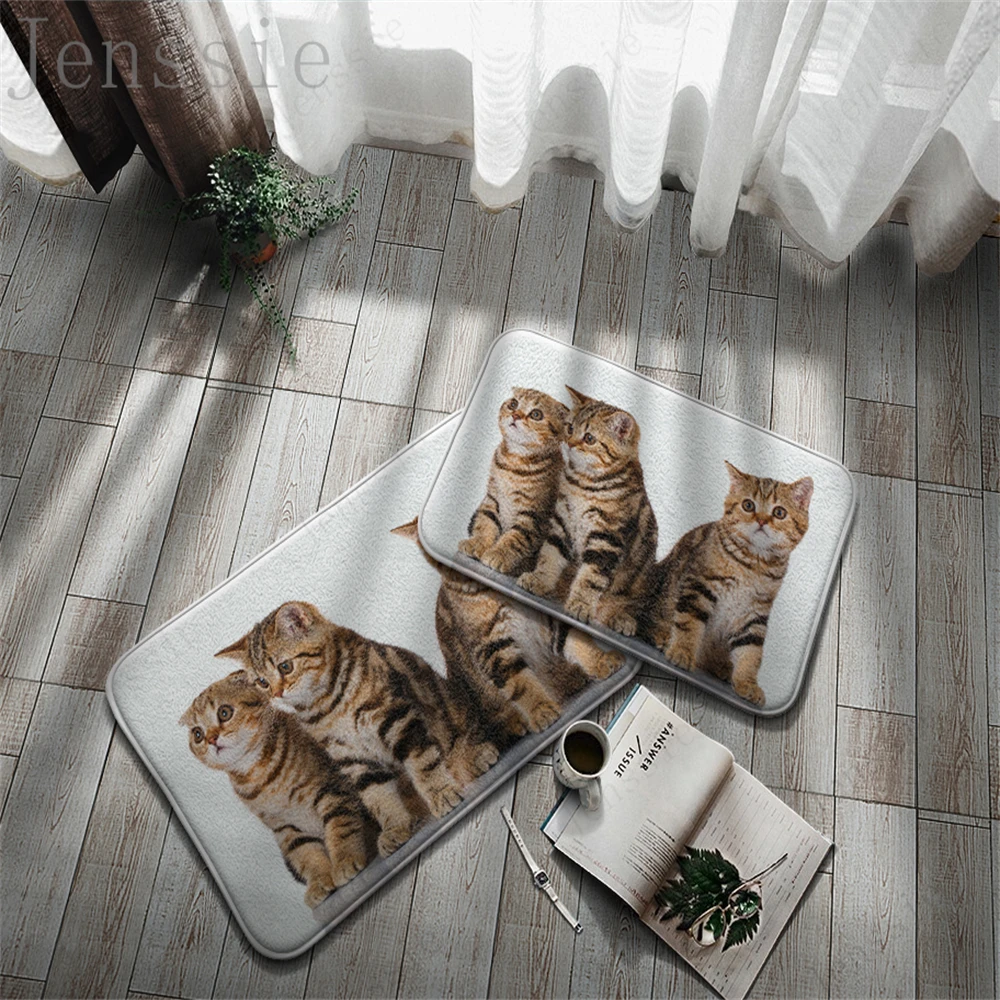 Anti-Skit Doormats Animals Soft Carpet Cat Pet 3D Printing Cute Floor Mat For Home Entrance Porch Kitchen Bedroom Decoration Rug