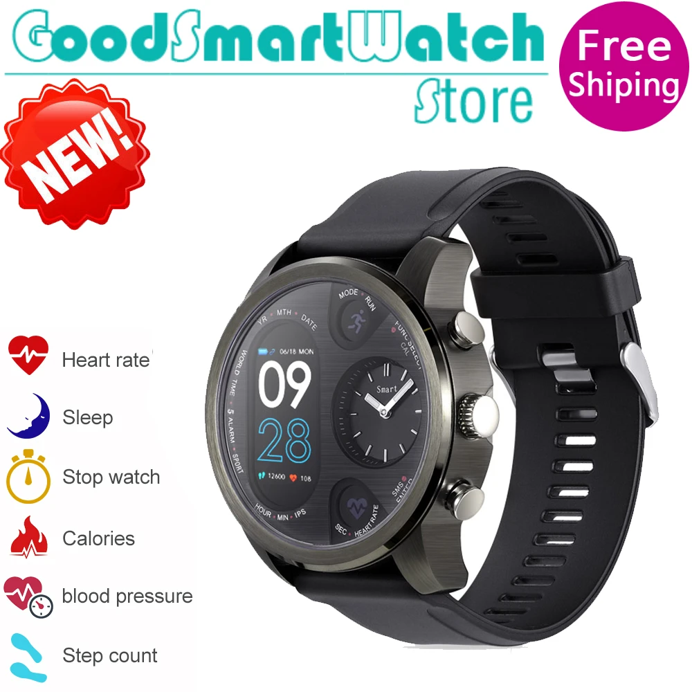 

T3 Smart Watch Dual Time Zone Sports Men Waterproof Smartwatch Heart Rate Business Alloy Activity Tracker men fashion watches