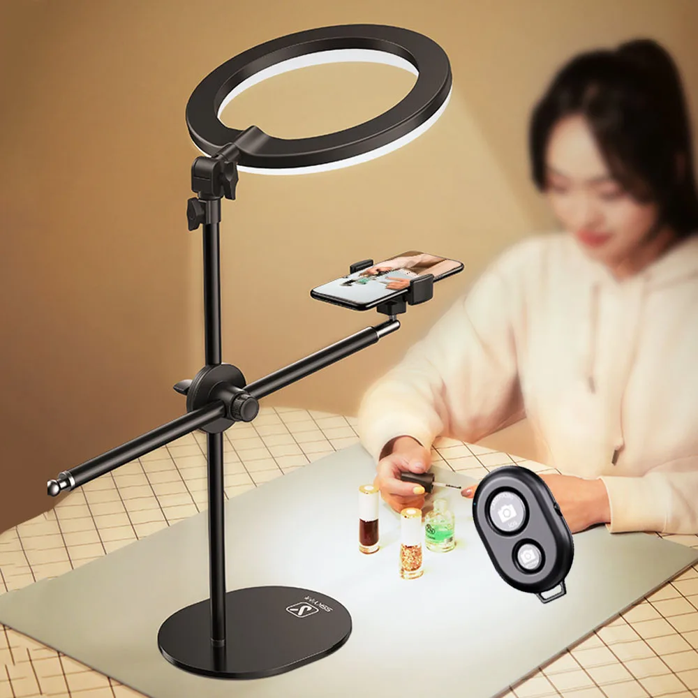 Tabletop Tripod Monopod Mount Bracket Stand For Tiktok youtube Vlog Makeup LED Ring Light Lamp Phone Holder With Bluetooth NE065