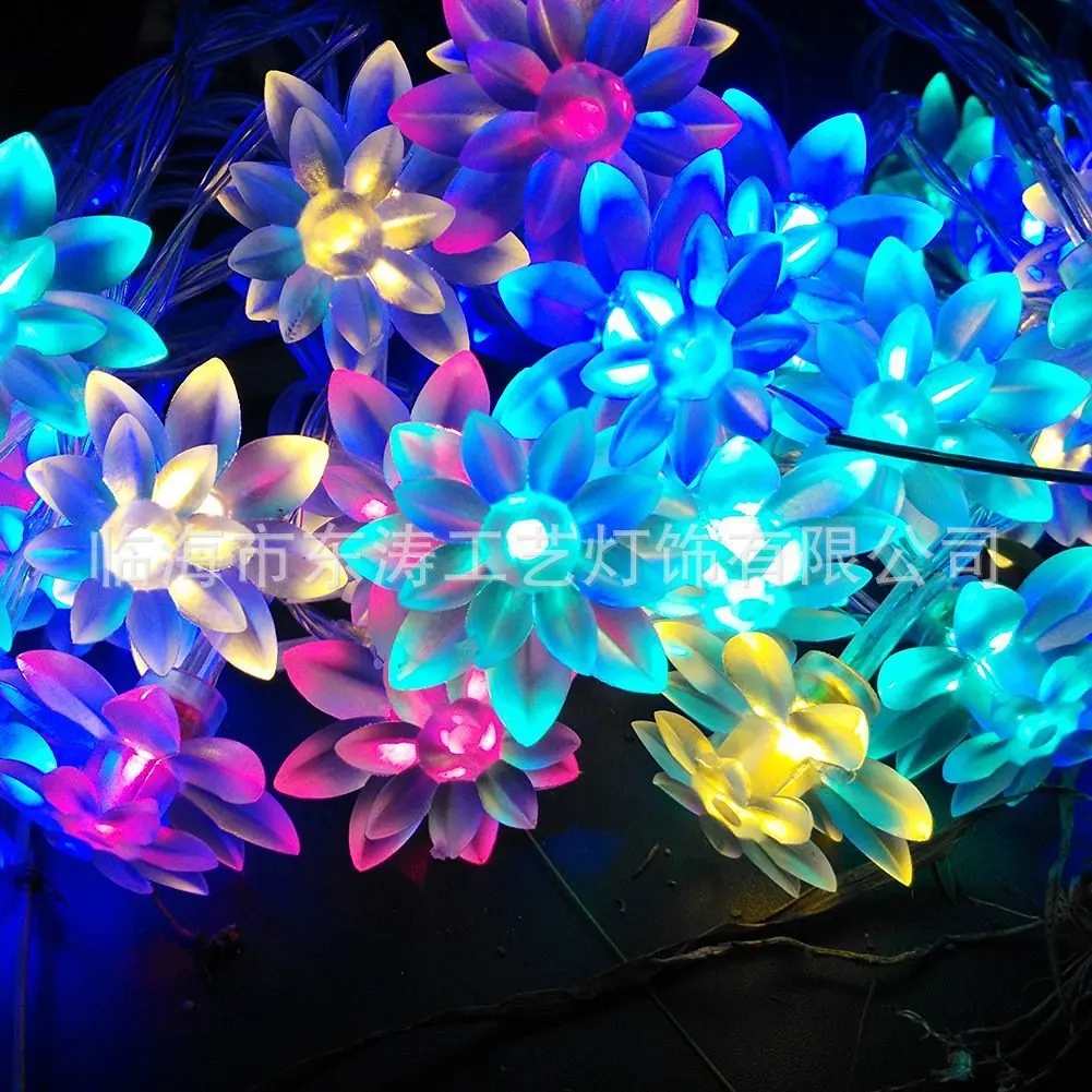 

Double Layer Flower Petal Lotus 20 Lights LED Lotus Solar-powered String Lights Christmas Outdoor Courtyard Decoration Flashing