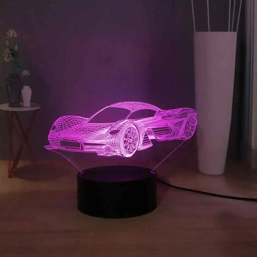 Новинка, крутой современный автомобиль Ferrari, 3D светодиодный ночник, 7 цветов, сменный сенсорный светильник, настольная лампа для дома, вечерние, декор для мальчиков, подарок на день рождения