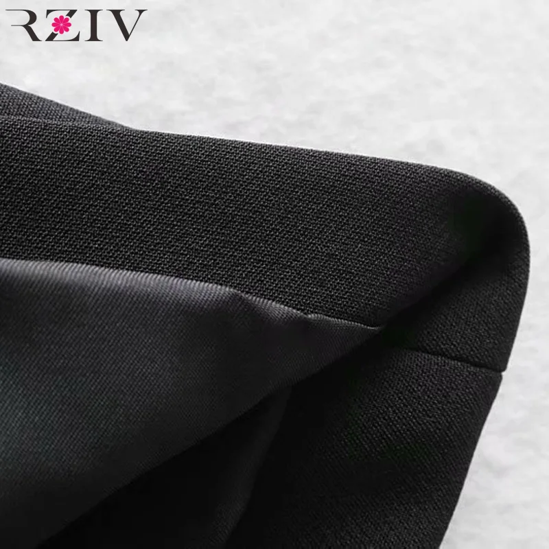 RZIV осенне-зимний женский однотонный двубортный костюм для отдыха свернутый рукав
