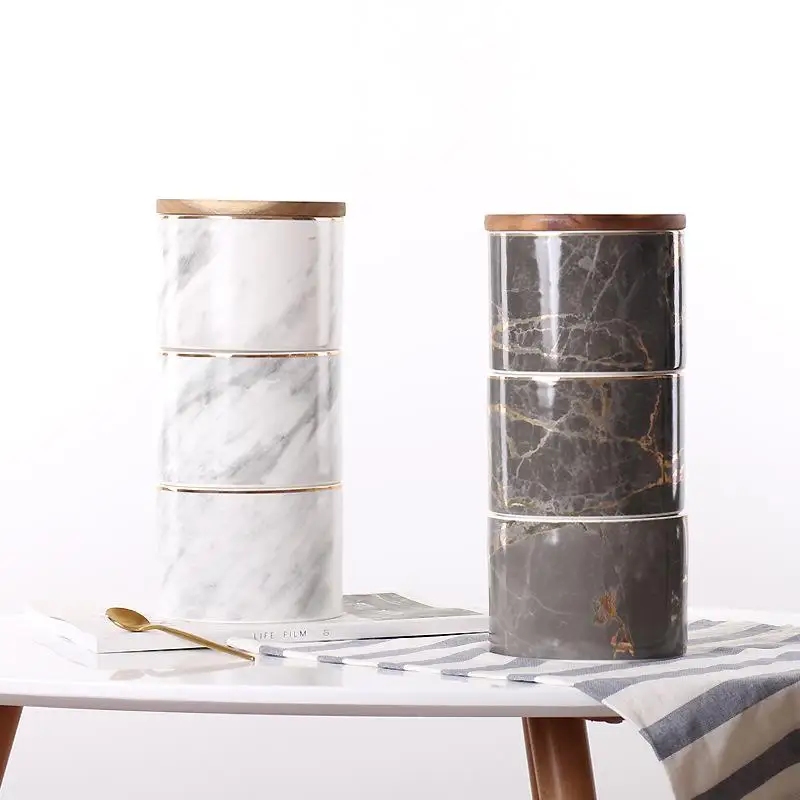 Marble Crack Jars For Spices Slimes Storage In The Kitchen Bulk Container Cans Ceramics Sugar Bowl Storage Jar Organizer Box