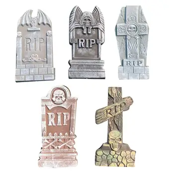 

5PCS Halloween Tombstone Props Foam Tombstone Decor Haunted House Gravestone Simulated Ghost Festival Foam Tombstone Decor