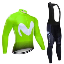 Movistar Team long sleeve Cycling jersey Set bib pants ropa ciclismo bike clothes MTB bike jersey Uniform Men clothes