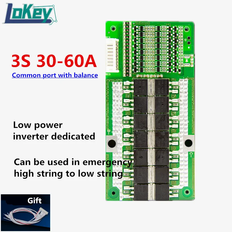 BMS 3S 12V common port with balance 30A 40A 60A protection board for Li-ion Lipo inverter Solar street lamp Motorcycle start