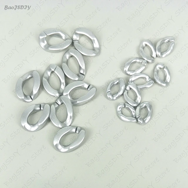 Wholesale 23mm*17mm Multi color Acrylic Twisted Chains Assembled Parts Beads Diy Jewelry Findings Accessories 60 pieces(JM6582) Matte Silver