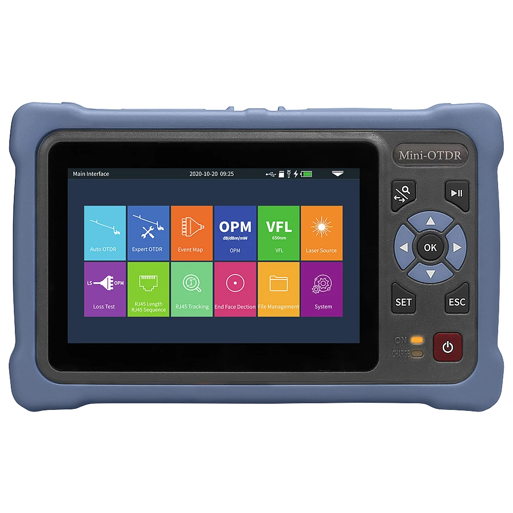 

100KM MINi OTDR 1310/1550nm 26/24dB Optical Time Domain Reflectometer Touch Screen VFL OLS OPM Event Map Ethernet Cable Tester