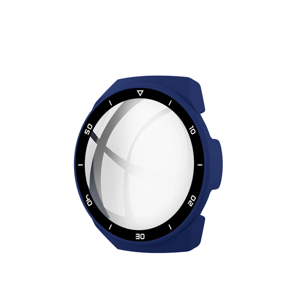 Durable Tempered Glass Screen Protector Frame for Huawei Watch GT 2E - Full Coverage Shockproof Case with Dial Scale