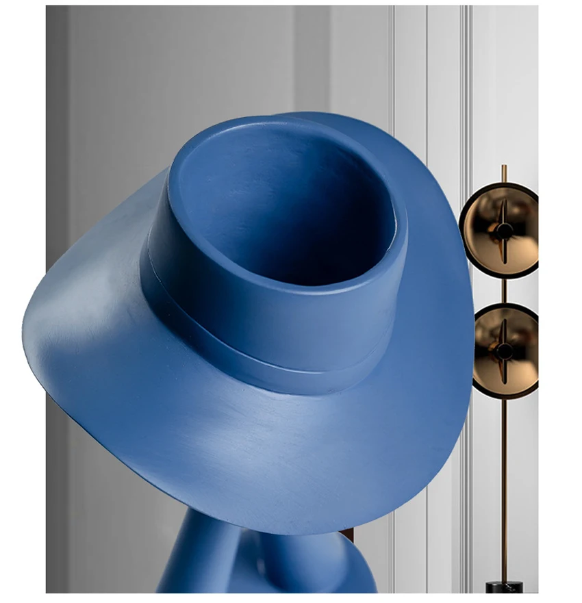 ERMAKOVA  Modern Minimalist Abstract Girl Sculpture Hat Character Flowerpot Resin Storage Ornaments Nordic Home Decoration