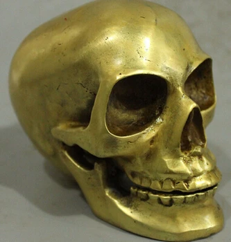 

0 Chinese Folk Copper Bronze Skeleton Devil's Skull death-head Rohan head Statue