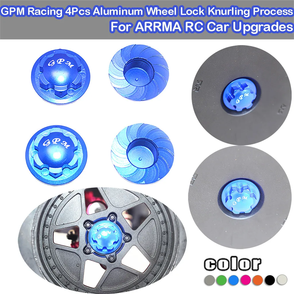 

GPM Racing 4Pcs Aluminum Wheel Lock Knurling Process For ARRMA RC Car Upgrades