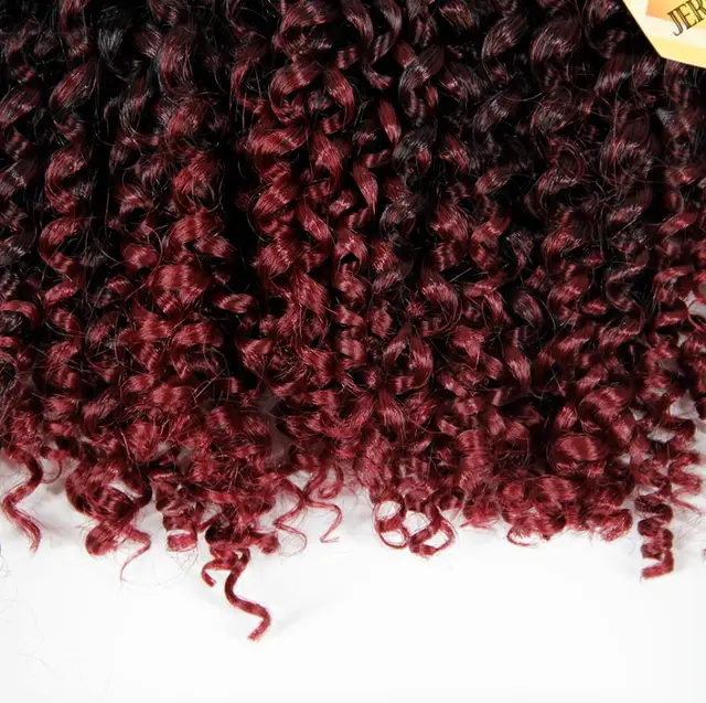 YxCheris Synthetic Crochet Hair jerry curl bundles weave Braiding hair with Ombre Crochet Braids Hair Extension bulk hair M1b/burg
