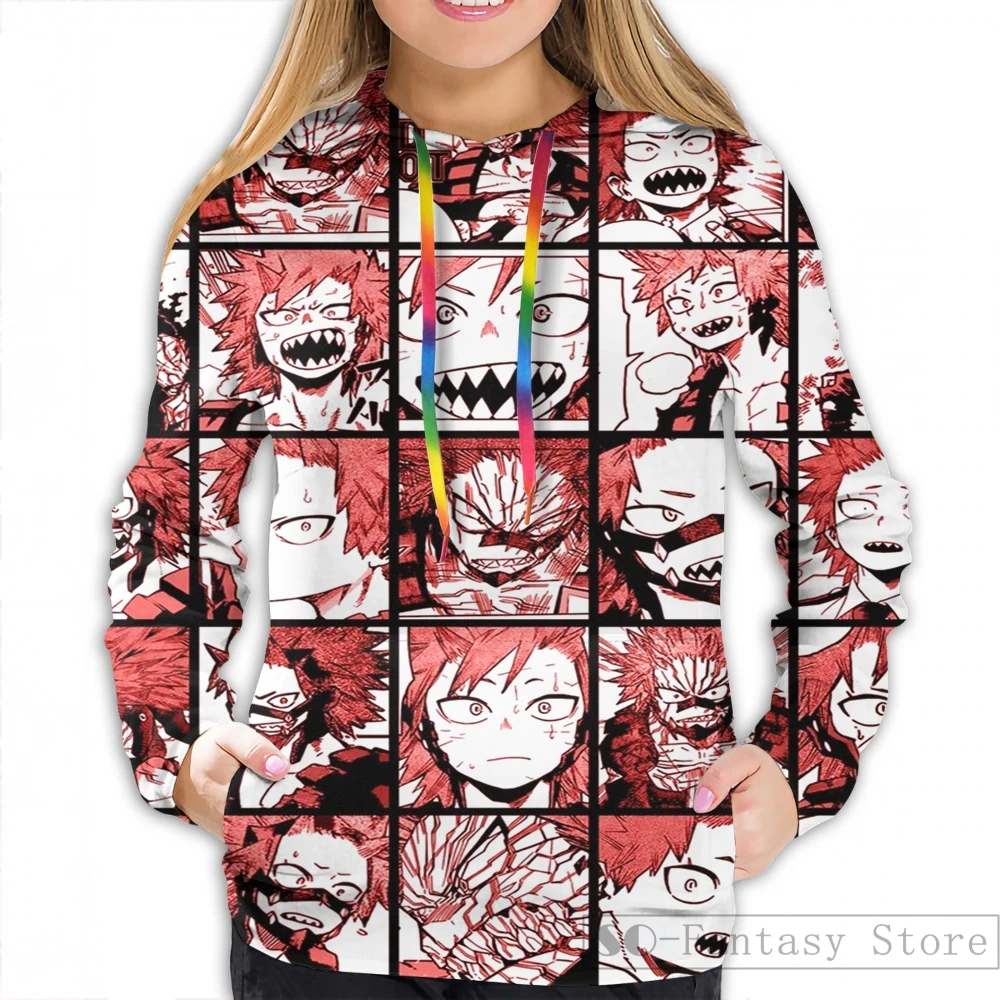 Мужские толстовки, свитшоты для женщин забавные BNHA Kirishima коллаж принт Повседневное Толстовка п