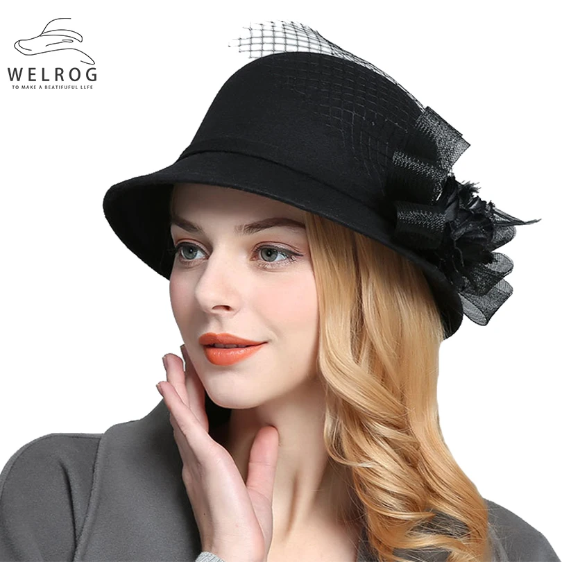 Welrog Chapeaux En Dentelle Rétro Femme Fedoras En Fausse Laine, Dôme