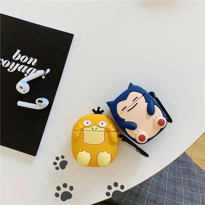 3D милый мультяшный Покемон Psyduck Snorlax Kabigon чехлы для наушников для Apple Airpods 1/2 силиконовый защитный чехол для наушников