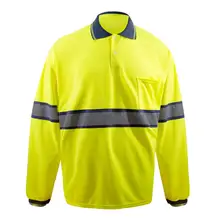 Защитная Рубашка Hi-Viz безопасная желтая отражающая футболка с длинными рукавами полосатая ткань рабочая одежда для мужчин