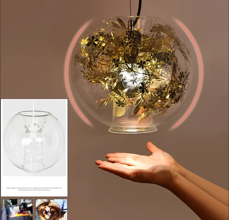 Скандинавский стеклянный шар подвесной светильник в виде цветка светодиодный E27 с 4 цветами Лофт современный подвесной светильник для гостиной спальни кухни ресторана