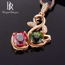 Bague Ringen, стиль, женское серебро 925, ювелирное ожерелье, розовое золото, цвет турмалин, подвеска, ключица, цепь, подарок на свадьбу