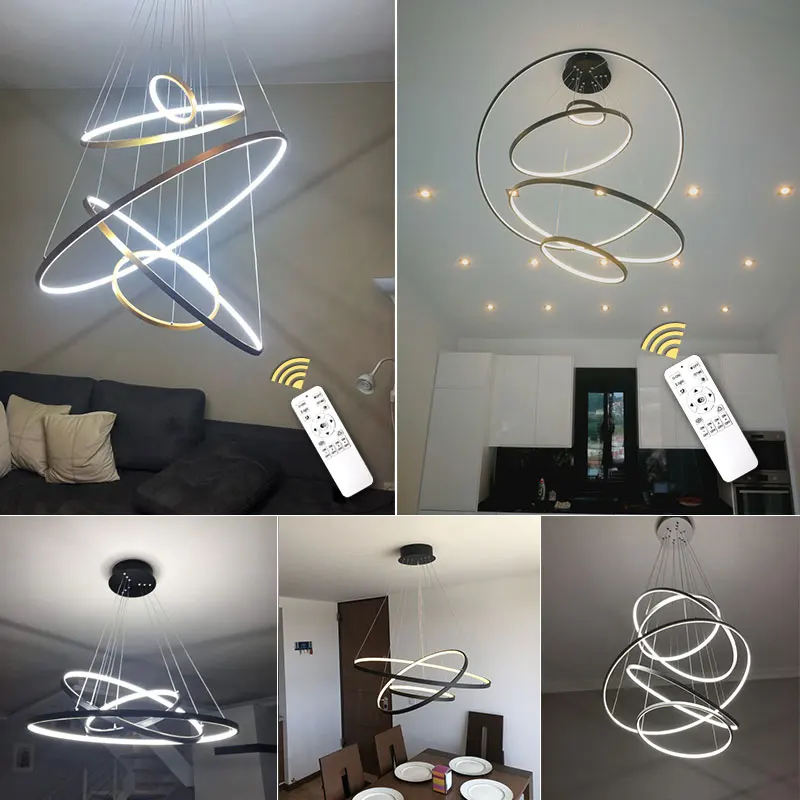  Modern Led Chandelier 6Rings Circle Ceiling mounted LED Chandelier Lighting For Living room Dining  - 32861770665