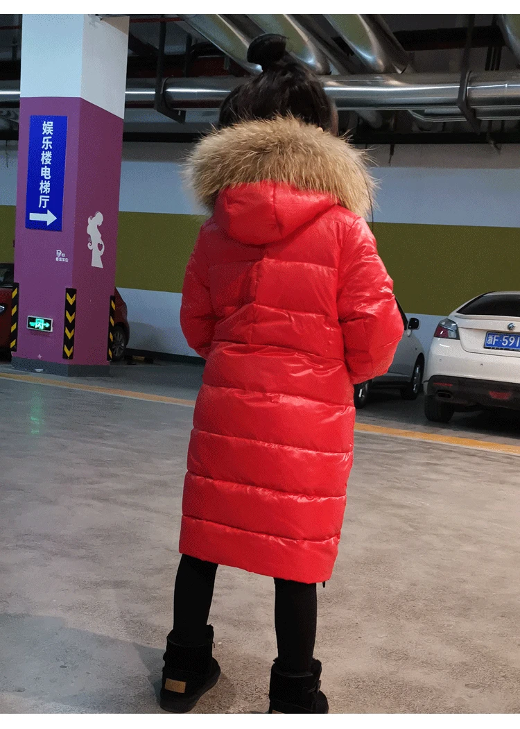 Olekid-30 градусов теплая куртка-пуховик для пальто с мехом лисы для детей Зимняя куртка для девочек От 2 до 12 лет подростковое пальто для мальчиков верхняя одежда для детей - Цвет: red raccoon fur