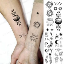 Transfer Waterproof Temporary Tattoo Stickers Moon Sun Star Universe Astronaut Child Flash Tattoos Women Men Body Art Kids Tatto