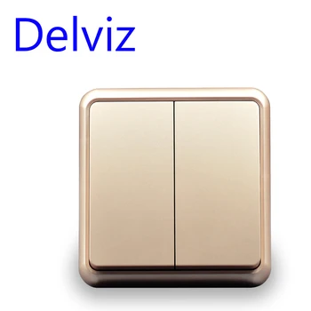 

Large panel wall switch socket Push button toggle led light switch fashion and contracted 16A 2gang/2way model 86 golden switch
