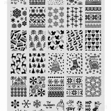 Стиль XY Рождество серии маникюрная стальная пластина 6-Nail напечатанный инструмент синяя лента печать шаблон с использованием штампа