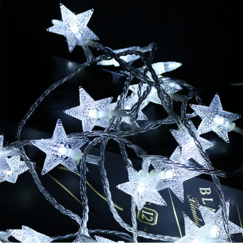 IQIAN рождественские украшения для дома, светильник-клипса, 1 м, 10 светильник s Navidad, рождественские украшения, Новогоднее украшение. Q - Цвет: white star