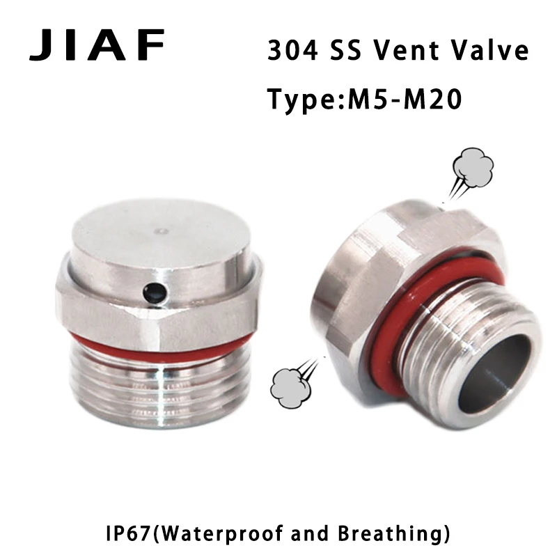 1PCS 304 Stainless Steel Waterproof Air Vent Valve M16 M20 M8 Screw In Protective Vent Plug M12 E-PTFE Metal Breather Vent Valve