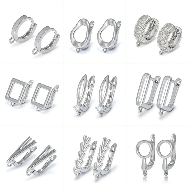 DIY 쥬얼리에 대한 실버 컬러 황동 귀걸이 후크 수제 실버 컬러 쥬얼리 액세서리 결과 도매 Eawires 만들기