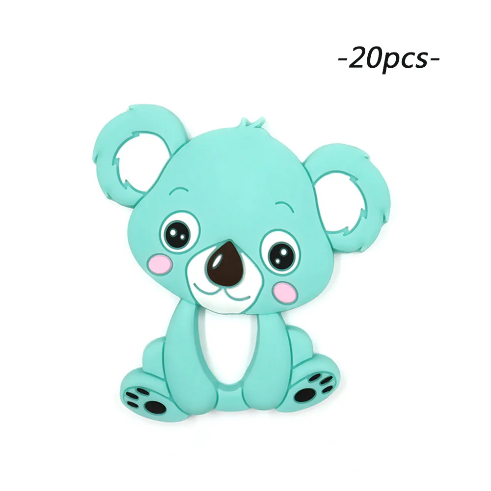 LOFCA 20 шт. Koala детский Прорезыватель Соска-подвеска для животных пищевой силиконовый без бисфенола А детский грызунок жевательный подарок для кормления - Цвет: turquoise