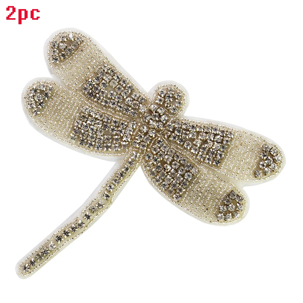 1848 dragonfly 2pc Стразы, корона, сердце, крыло, блестки, нашивка из бисера, мышь, Бабочка, стрекоза, вишня, для шитья, аппликация, украшение для одежды - Цвет: 1848 dragonfly 2pc