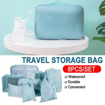 

8Pcs Waterproof Travel Bags Clothes Luggage Organizer Quilt Blanket Storage Bag Suitcase Pouch Packing Cube Travel Bags