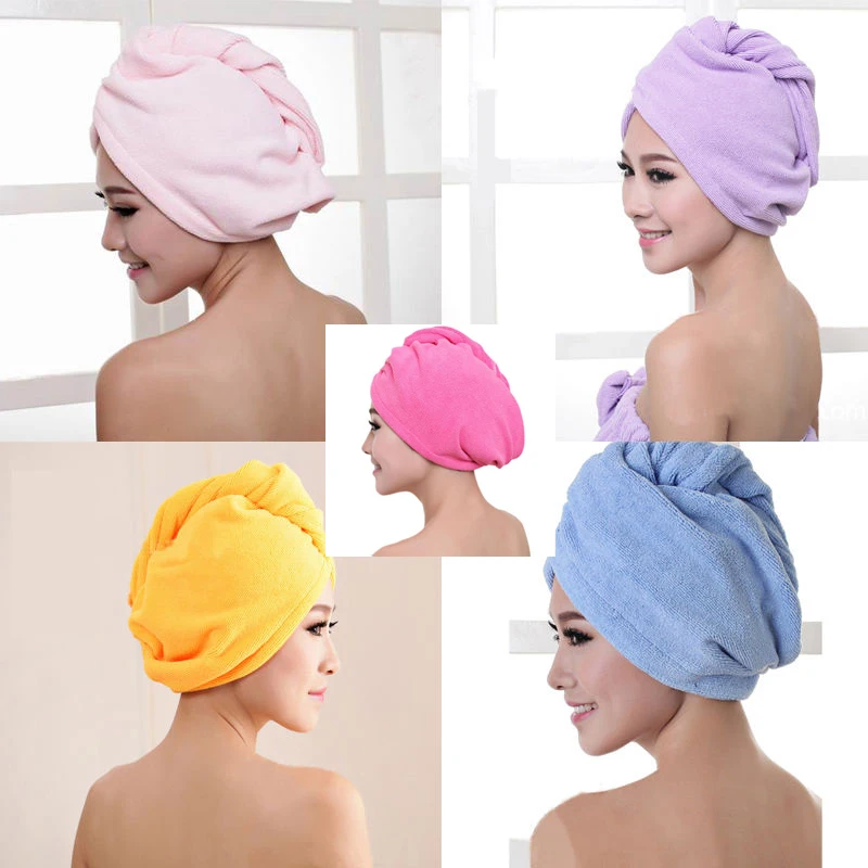 Женское банное полотенце из микрофибры для волос, быстросохнущая Шапочка-полотенце для душа, шапка тюрбан, повязка на голову, купальные Инструменты для женщин