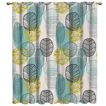 

Abstract Leaves And Branches Floral Fabric Kids Window Treatment Hardware Sets Curtain