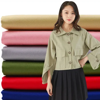 

Soft Solid Color Khaki Stretch Cotton Fabric For Shirt Dress, Black, Pink, Gray, Blue, Green, White, By The Meter