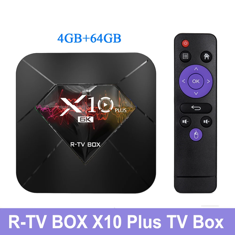 ТВ приставка R TV BOX X10 PLUS Android 9 0 Smart Allwinner H6 UHD 4K 4 Гб + 64 Гб/32 ГБ 2 4G WiFi USB3.0 H.265 VP9
