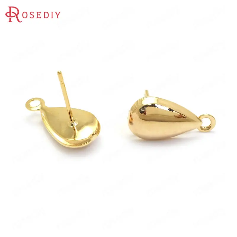 (37135)20PCS 17x9MM 24K Gold Color Brass Drop Shape Stud Earrings High Quality Jewelry Making Supplies Diy Findings Accessories | Украшения