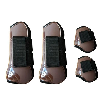 

4 PCS Front Hind Leg Boots Adjustable Horse Leg Protection Boots Horse Brace Protection Wrap Equine Leg Guard Tendon Equestrian