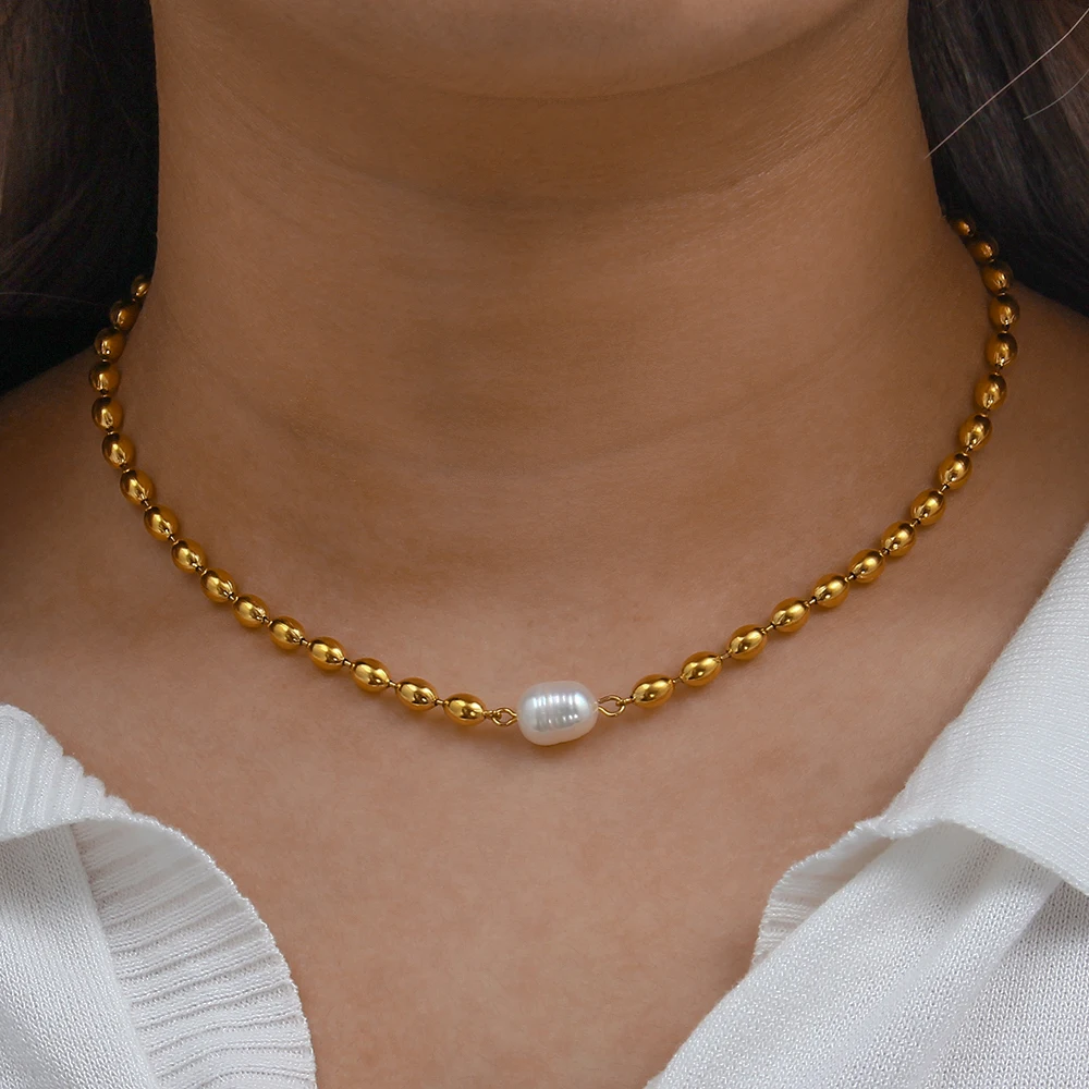 Basic Beaded Chain Necklace Jewelry 