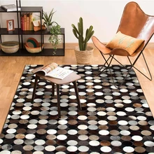 Американский стиль Роскошная воловья кожа мех круги ковер пэтчворк современный Натуральный Молочный коровья кожа Украшение меховой коврик