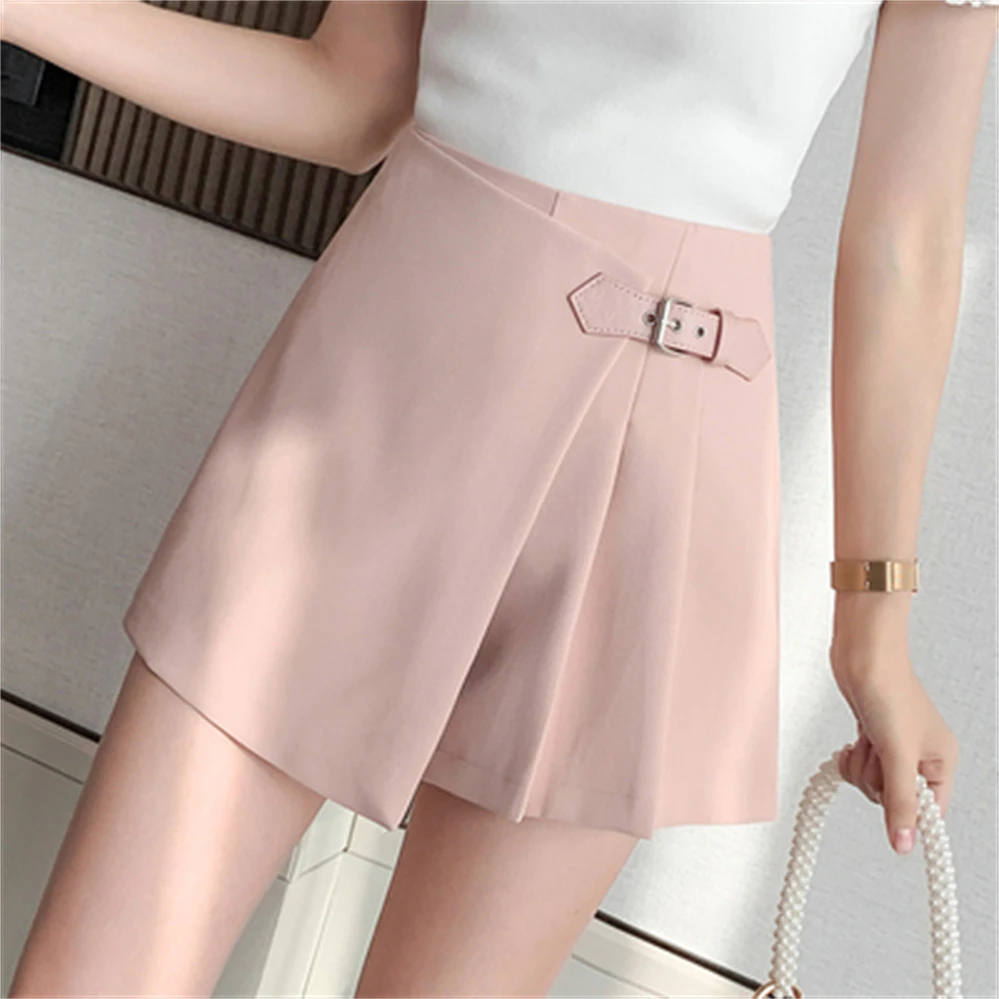 Shorts saia feminina primavera verão nova chegada bege preto ou rosa mini  saias com cinto de cintura alta irregular a linha saia h1188|Saias| -  AliExpress